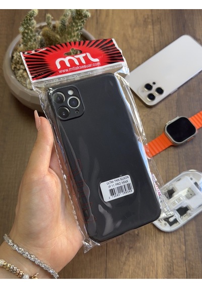 Apple iPhone 11 Pro Max Uyumlu Süper İnce Mat Ultra Thin Silikon Kılıf Siyah