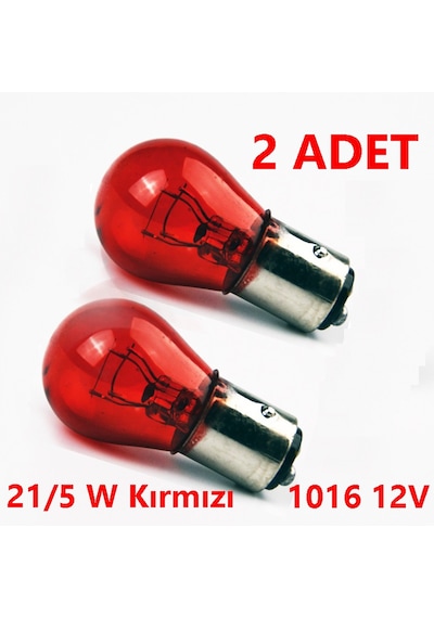 1016 21W 5W 12V Çift Duy Yakın Tırnak Ampül Kırmızı 2 Adet