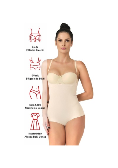 Ten Mı Emay 2723 Lazer Kesim Göğsü Açık Slip Korse Ten