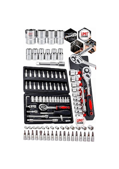 Germany 58 Parça 12 Kombin Anahtar Cr-v Max 1/4 Cırcırlı 46 Parça Lokma Takım Set