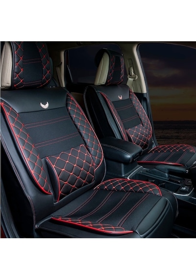 Chrysler Lhs Uyumlu Oto Koltuk Kılıfı Deri, Kumaş Jupiter Siyah Kırmızı