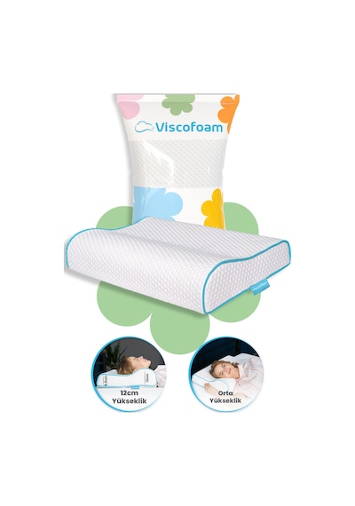 Viscofoam Yüksek Boyun Destekli Ortopedik Yastık Visco Yastık 58x39x12-8.5cm