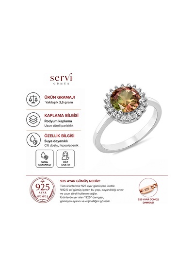 Servi 925 Ayar Gümüş Rainbow Taşlı Yüzük-53