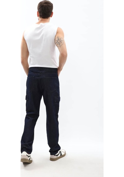 Blue White Erkek Kargo Cepli Lacivert Jean Pantolon