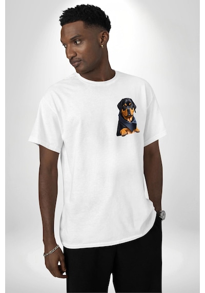 Mafya Rottweiler Beyaz Oversize Unisex Ön Ve Sırt Baskılı Tişört Beyaz