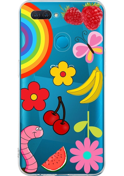 Oppo A5s İle Uyumlu 1mm Slim Fit Water Color 5 Baskılı Şeffaf Kılıf Şeffaf
