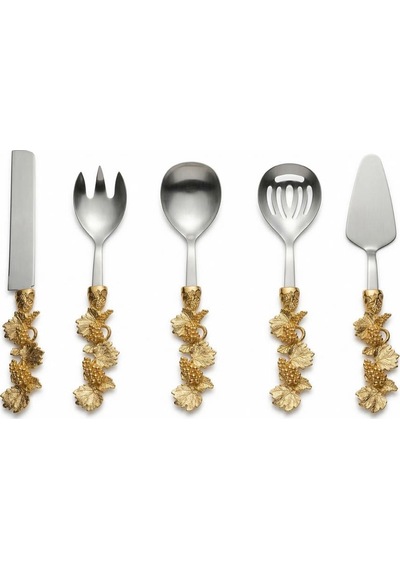 Onon Retro 5 Parça Paslanmaz Çelik Servis  Takımı Gold