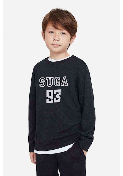 Tshirthane Suga 93 Baskılı Unisex Çocuk Siyah Sweatshirt Siyah