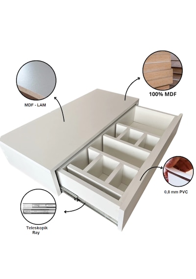 Makyaj Masası Dresuar Mdf Çekmeceli Duvara Montajlı Dolap 80 Cm Beyaz Makyaj Masası Dresuar Mdf Çekmeceli Duvara Montajlı Dolap 80 Cm Beyaz