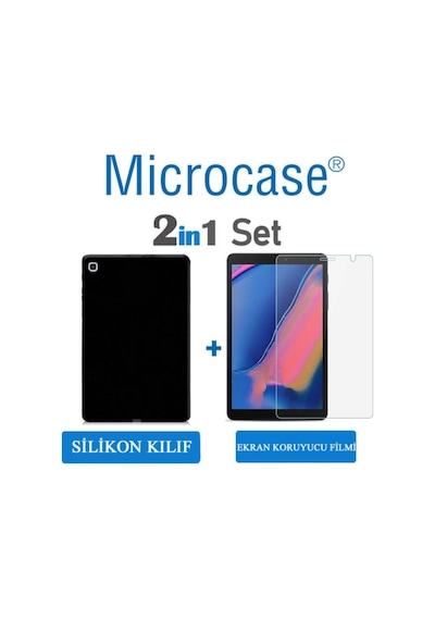 Samsung Uyumlu Tab A 8 T290 T295 T297 Silikon Kilif Siyah+Ekran Koruma 370094900