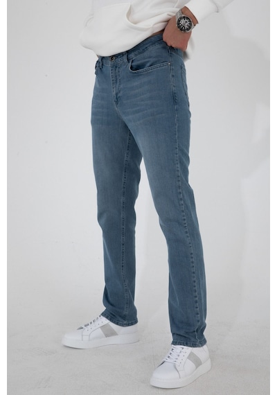 Hlt Jeans Hlthe003001 Taşlamalı Regular Fit Likralı Erkek Denim Kot Pantolon