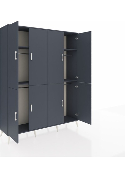 Hyperion Gardrop 4 Raflı 8 Kapaklı 4 Askılı 176x44x221 Antrasit-antrasit Antrasit Hyperion Gardrop 4 Raflı 8 Kapaklı 4 Askılı 176x44x221 Antrasit-antrasit Antrasit