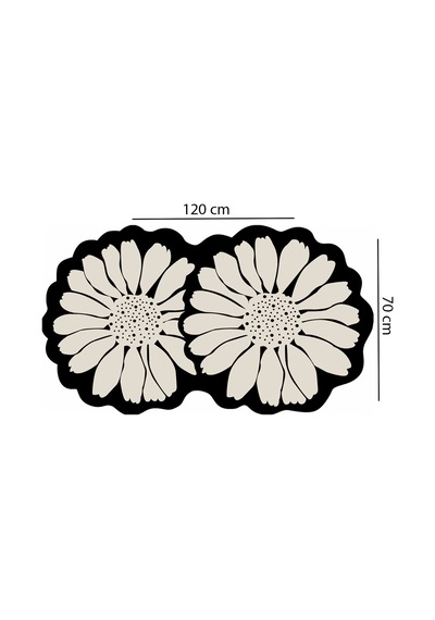Flor Extrana 70x120 Banyo Paspası, Kaymaz Tabanlı, Yıkanabilir Siyah