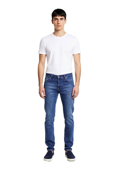Ersefa Erkek Açık Comfort Denim Dar Paça Pantolon Fonksiyonel Dayanıklı Mavi