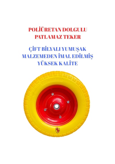 Adige Çift Bilyalı Patlamayan Yumuşak Dolgulu El Arabası Tekeri