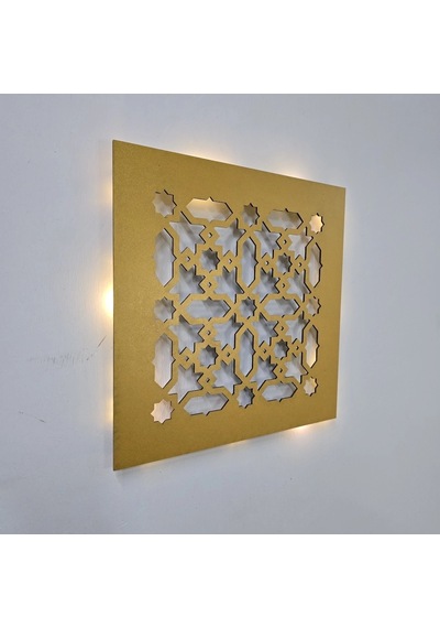 Led Işıklı Motif Tablo 2 - 30x30cm Gold