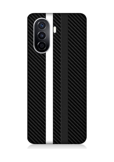 Huawei Nova Y70 Uyumlu Siyah Beyaz Karbon Motif Desenli Silikon Kılıf