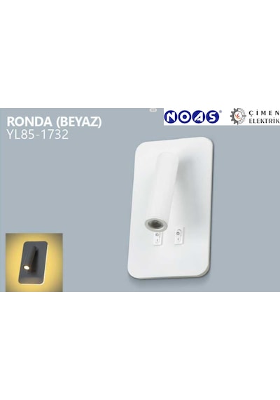 Noas Yl85 1732 Beyaz Kasa Ronda Led Dekoratif Aplik 3+7w 3200k Gün Işığı Beyaz