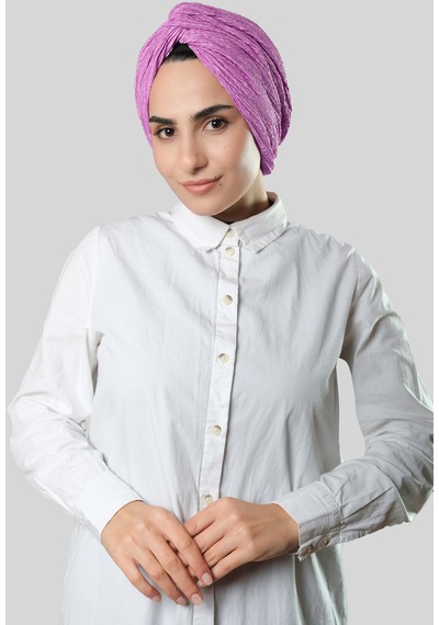 Hürrem Bone Gül Kurusu Çapraz Büzgülü Piliseli Tesettür Bone Fukuro Kendinden Desenli 2316 18 Gül Kurusu