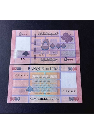 Escoines Koleksiyon 3996368f4234d92c09 Lübnan 5000 Livres Çil Eski Yabancı Kağıt Para