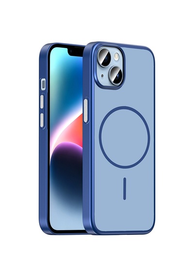 iPhone 13 Kılıf M-safe Şarj Özellikli Zore Lora Pc Kapak - Lacivert