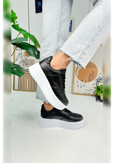 Günlük Kadın Sneaker Bağcıklı Hafif Kalın Yüksek Tabanlı Yürüyüş Nefes Alan Spor Ayakkabı 451 Siyah - Beyaz Günlük Kadın Sneaker Bağcıklı Hafif Kalın Yüksek Tabanlı Yürüyüş Nefes Alan Spor Ayakkabı 451 Siyah - Beyaz