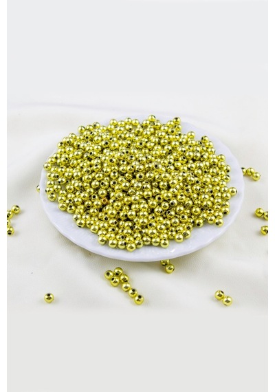 5 Mm Gold Tonu Plastik İnci Boncuk Aksesuar Malzemesi 25 Gr
