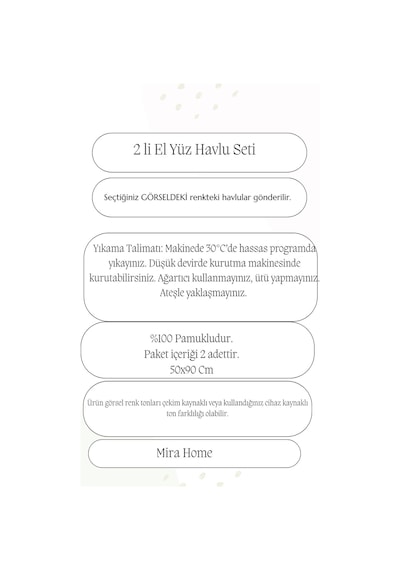 2 Li Lüks El Yüz Havlu Seti 50x90 Cm %100 Pamuklu Gramajlı Sija Lacivert