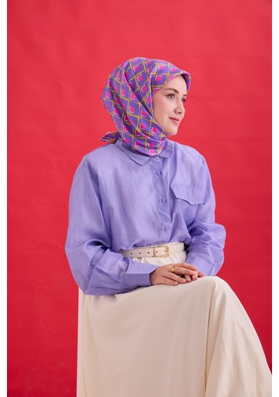 Silk Home Twill İpek Eşarp 11474 - 90 X 90 / Mor,pembe,çağla - 09 Mor,pembe,çağla - 09