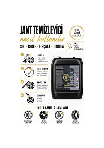 5 Litre Profesyonel Araç Bakım Seti Lastik + Şampuan + Jant + Torpido