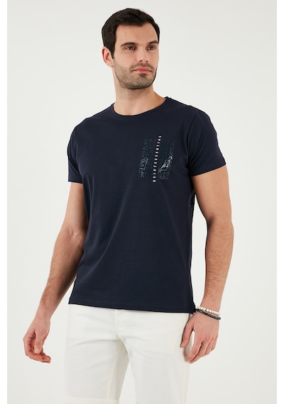 Buratti Bisiklet Yaka Pamuklu Slim Fit Erkek T Shirt 541Quint Lacivert