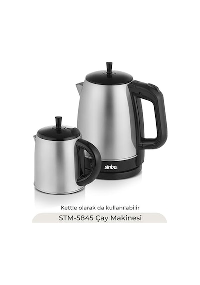 Sinbo Stm-5845 Çelik Elektrikli Çay Makinesi Inox Çaycı 2-in-1 Demlik Su Isıtıcı 1600w Otomatik Kapama
