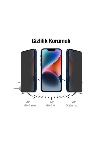 Ally İphone 14 Plus 6.7 3d Full Privacy Gizlilik Cam Ekran Koruyucu Anti-spy- 5775