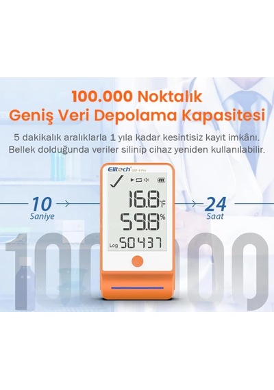 Elitech Gsp-6 Pro Akıllı Sıcaklık Ve Nem Kaydedici Datalogger Çok Renkli