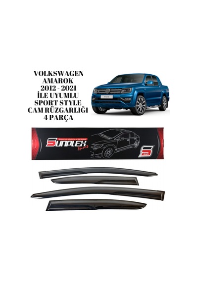 Volkswagen Amarok 2012 2013 2014 2015 2016 2017 2018 2019 2020 2021 İle Uyumlu Sport Style Cam Rüzgarlığı 4 Parça Sunplex 1 Adet