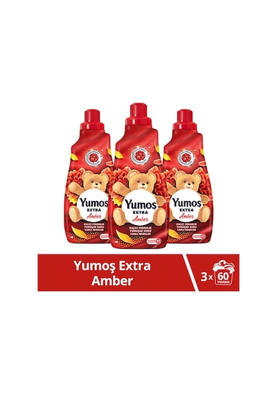 Yumoş Extra Konsantre Çamaşır Yumuşatıcısı Amber 1440 Ml 60 Yıkama 3 Adet Tekli