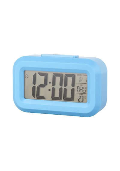 Mini Dijital Masa Saati Ve Çalar Saat Lcd Ekranlı, Tarih Ve Sıcaklık Göstergeli Alarm Saati 9 4,5 Cm - Mavi