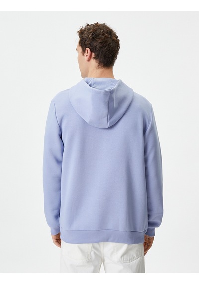 Koton Kapşonlu Sweatshirt Kanguru Cep Detaylı Uzun Kollu Lila 4wam70239mk Lila