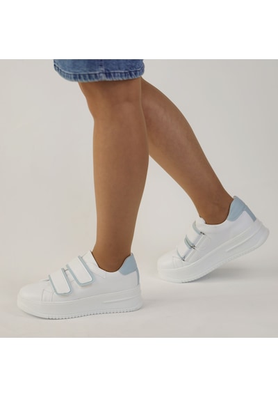 Kadın Kalın Tabanlı Cırtlı Günlük Spor Ayakkabı Sneakers Beyaz