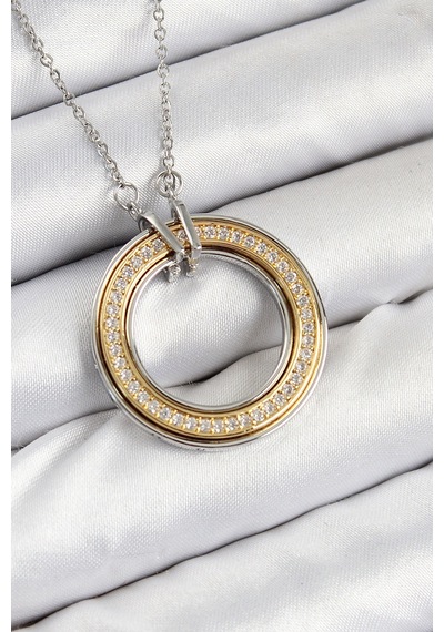316l Çelik Zirkon Taşlı Dönen Daire Model Gold Ve Gümüş Renk Kadın Kolye