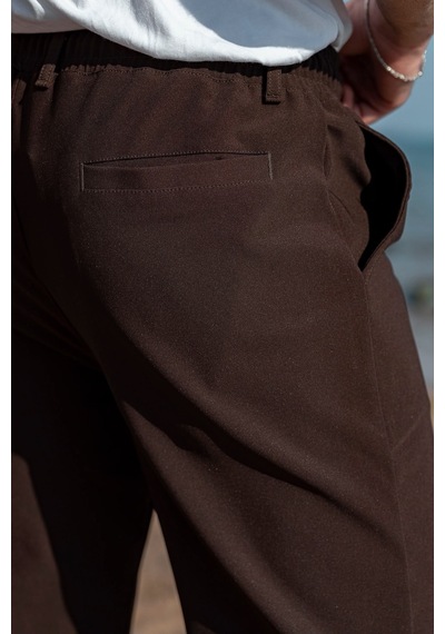Madmext Acı Kahve Beli Lastikli Relaxed Fit Jakarlı Erkek Pantolon E6593 Acı Kahverengi