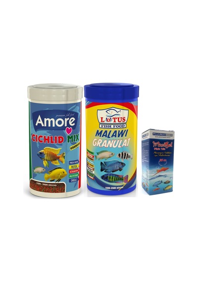 Cichlid Mix Granules 250ml ve Malawi Granulat 250ml ve Vitamin
