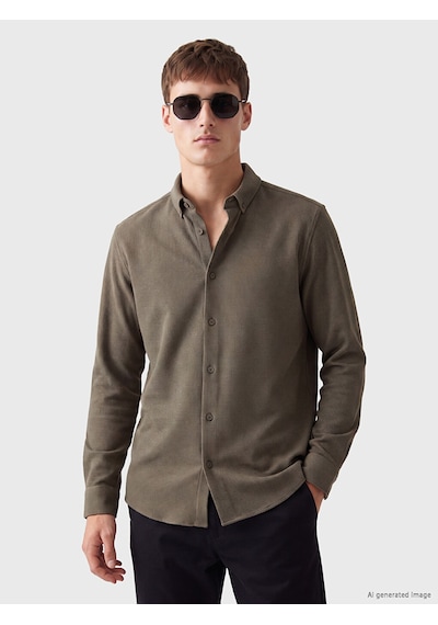 Lcw Vision Yeşil Slim Fit Erkek Dokulu Gömlek