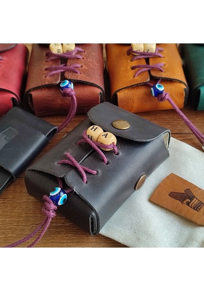 Sumerian Leather Craft Deri Sigara Kılıfı Kişiye Özel Siyah