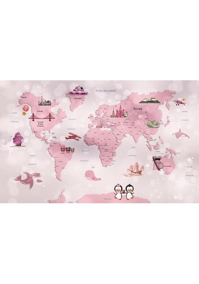 Pembe Kız Odası Eğitici Dünya Haritası