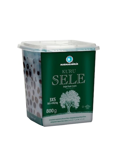 Marmarabirlik Doğal Kuru Sele 381-410 KB 3XS Siyah Zeytin Kutu 800 G