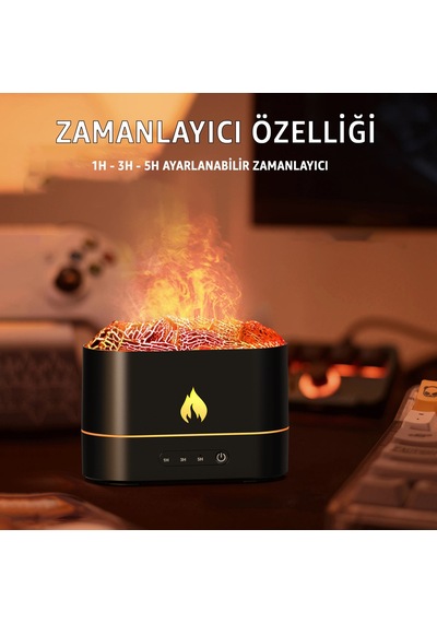 Robeve Işıklı Alev Efektli Aroma Difüzörü 7 Renk Rgb Alevli Hava Nemlendirici Buhar Makinesi, Sessiz Ultrasonik Teknoloji Şık Dekoratif Tasarım İle Aromaterapi Ve Ambiyans Aydınlatması Beyaz