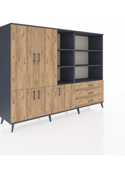 Hyperion Dolap 11 Raflı 3 Çekmeceli 5 Kapaklı 220x44x163 Antrasit-çam Atlas Çam - Antrasit Hyperion Dolap 11 Raflı 3 Çekmeceli 5 Kapaklı 220x44x163 Antrasit-çam Atlas Çam - Antrasit