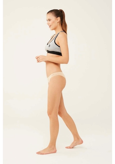 U.S. Polo Assn.Kadın Siyah - Beyaz - Ten - Somon - Kırmızı  5 Li Brazilian Slip 67007 Ten Rengi