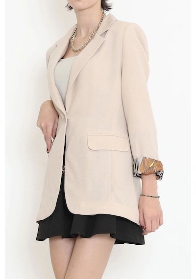 Keten Blazer Ceket Bej - 2115.1322. Çok Renkli